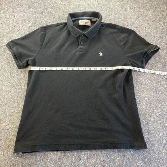 Original Penguin Polo Shirt Mens Adult Medium Black Collar Buttons - Picture 7 of 9